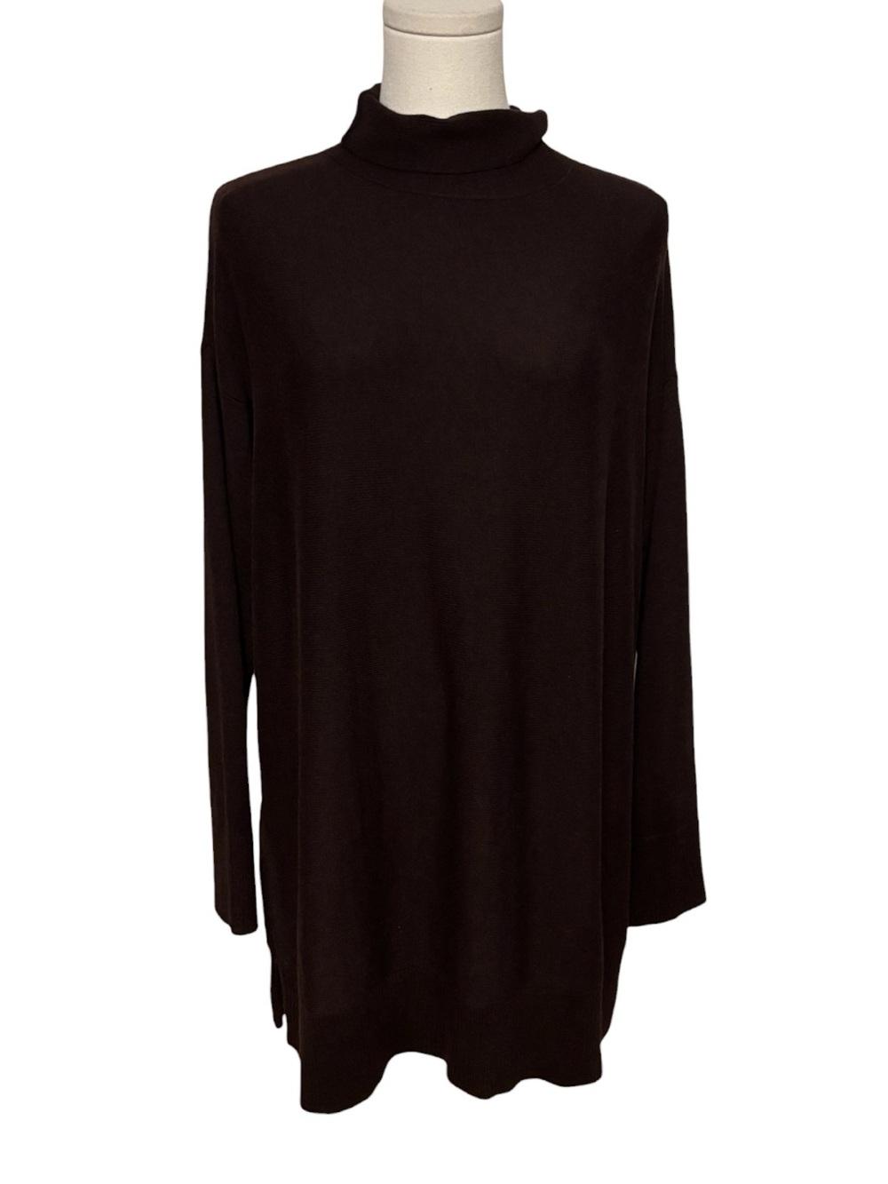LOFT Purple-Black Turtleneck Oversized Tunic Sweater Size Medium